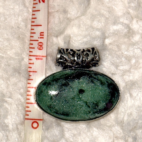 Ruby Zoisite oval Pendant with large bale (Sterling silver overlay)💚❤️ - Picture 4 of 7